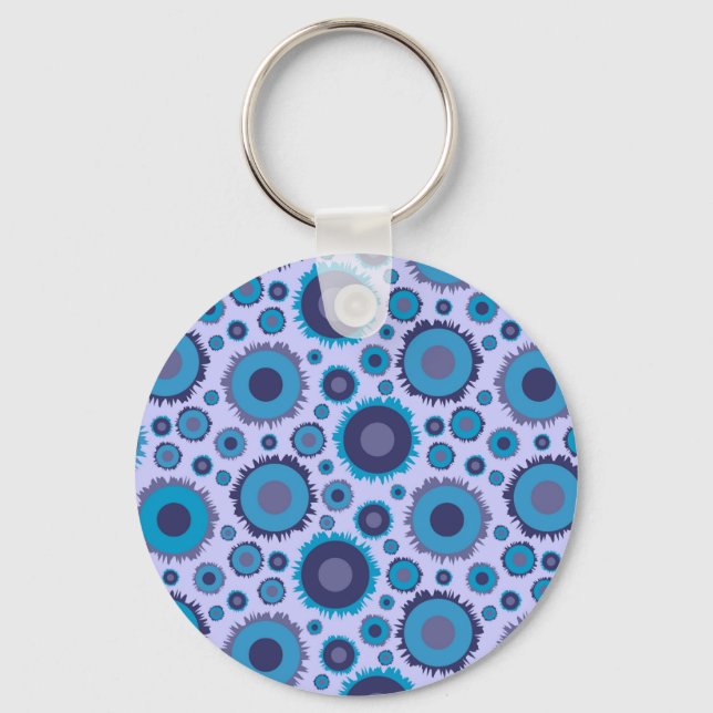 Cute multi blue colours suns patterns key ring (Front)