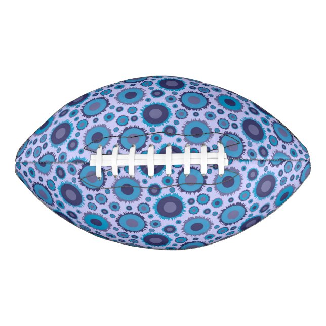 Cute multi blue colours suns patterns tile football (Front)