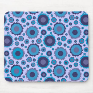 Cute multi blue colours suns patterns tile mouse pad