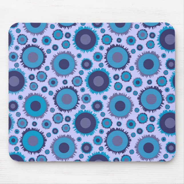 Cute multi blue colours suns patterns tile mouse pad (Front)