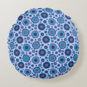 Cute multi blue colours suns patterns tile round cushion