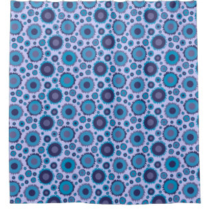 Cute multi blue colours suns patterns tile shower curtain