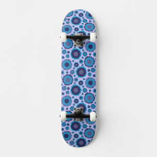 Cute multi blue colours suns patterns tile skateboard