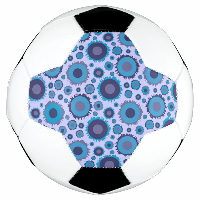 Cute multi blue colours suns patterns tile soccer ball (Front)