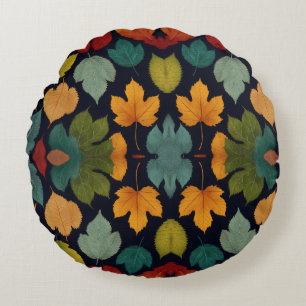 Cute multi colored Leaf's Round Cushion