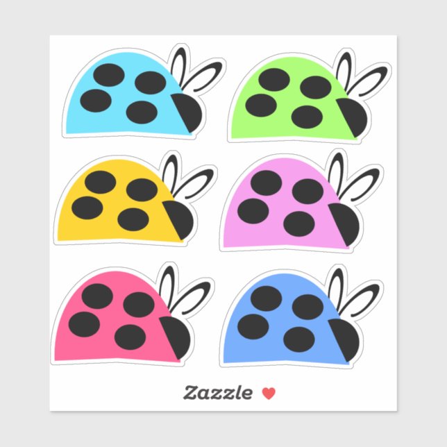 Cute Multi Colour Ladybugs (Sheet)