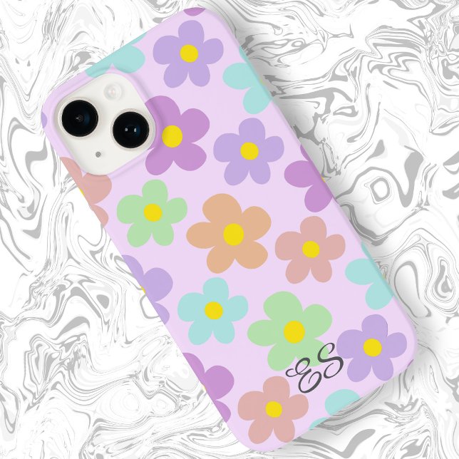 Cute multi coloured retro daisies girly floral Case-Mate iPhone case (Creator Uploaded)