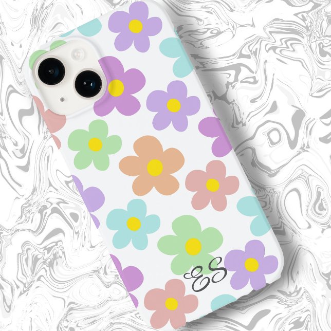 Cute multi coloured retro daisies girly floral Case-Mate iPhone case (Creator Uploaded)
