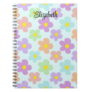 Cute multi coloured retro daisies girly journallin notebook