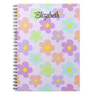 Cute multi coloured retro daisies girly journallin notebook