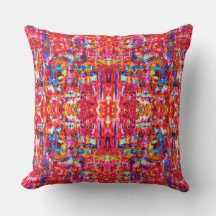 Cute multi colours abstract waves painting cushion