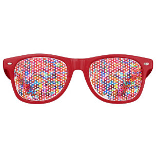 Cute multi colours abstract waves painting retro sunglasses