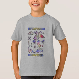 Cute Multi Dinosaur Colourful Art Work T-Shirt