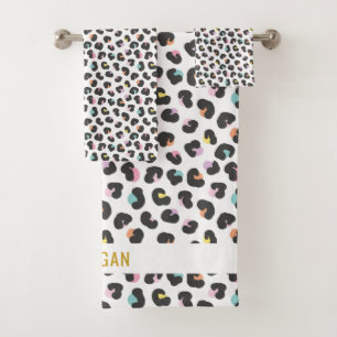 Cute Multicolor Leopard Print Bath Towel Set