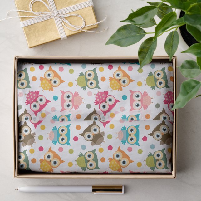 Cute multicolor owl pattern tissue paper (Gift)