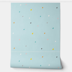 Cute multicolor raindrops on light blue background wallpaper