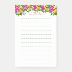Cute multicolored flowers Lined Things To Do Post-it Notes