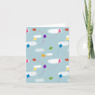 Cute Multicolored Flying Kites Kids Pattern Card