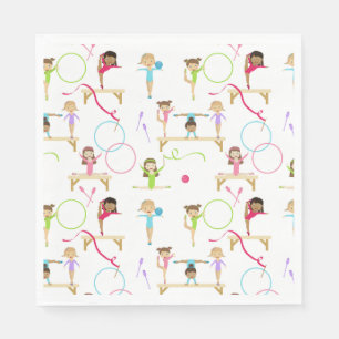 Cute Multicolored Gymnastics Kids Pattern Napkin