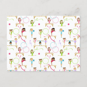 Cute Multicolored Gymnastics Kids Postcard