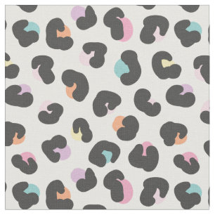 Cute Multicolored Leopard Spots on white Fabric