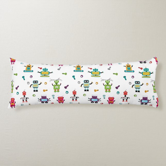 Cute Multicolored Robots Kids Robot Pattern Body Cushion (Front)