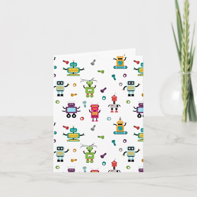 Cute Multicolored Robots Kids Robot Pattern Card (Front)