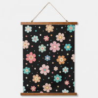 Cute Multicolour Flower Pattern On Black