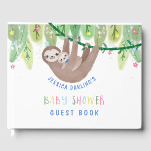 Cute Mum and Baby Boy Sloth Guest Book