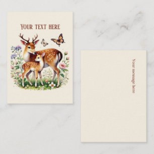 Cute Mum and baby deer add your message  Card