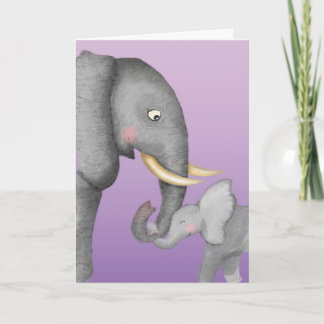 Cute mum and baby elephant Mothering Sunday card