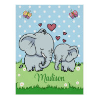 Cute Mum and Baby Elephant, Personalised