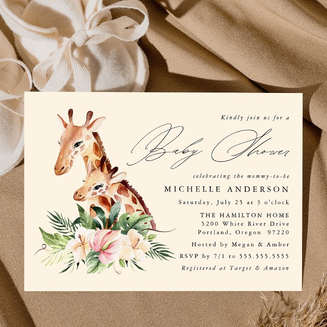 Cute Mum and Baby Giraffe Baby Shower Invitation (Creator Uploaded)