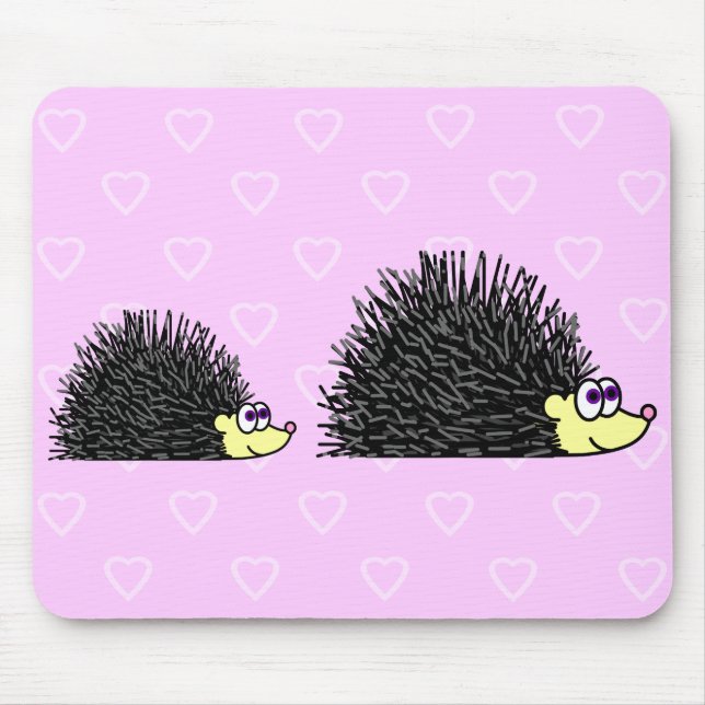 Cute Mum and Baby Hedgehog Mousepad (Front)