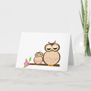Cute mum and baby owl card