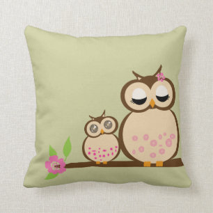 Cute Mum and baby owl Cushion