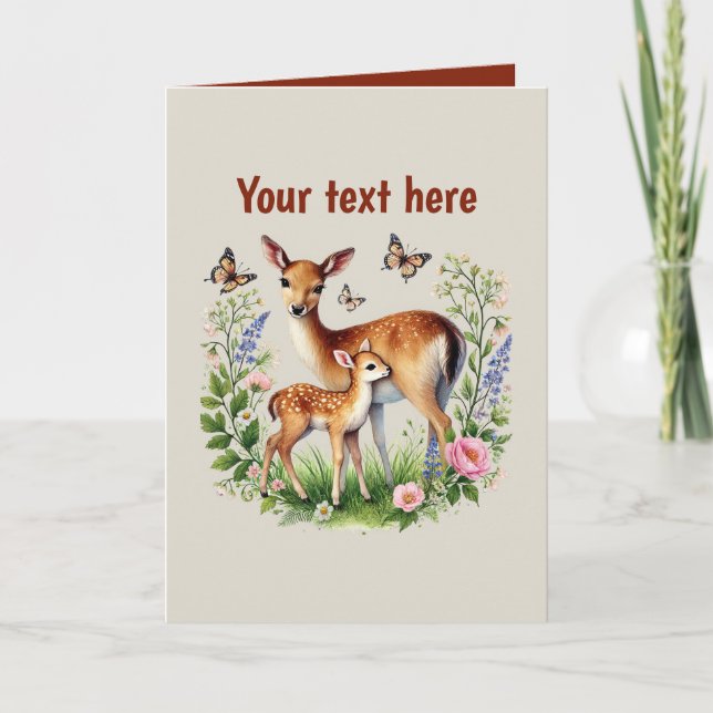 Cute Mum baby customisable deer  Card (Front)