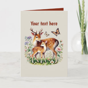 Cute Mum baby deer customisable  Card