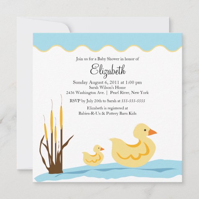 CUTE Mum & Baby Duck Baby Shower Invitation (Front)