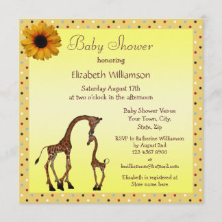 Cute Mum & Baby Giraffe Neutral Baby Shower Invitation