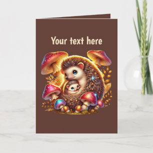 Cute Mum baby hedgehog customisable  Card