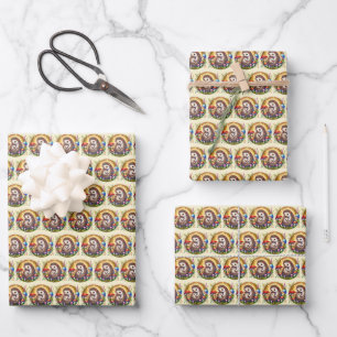 Cute Mum baby hedgehog customisable Wrapping Paper Sheet