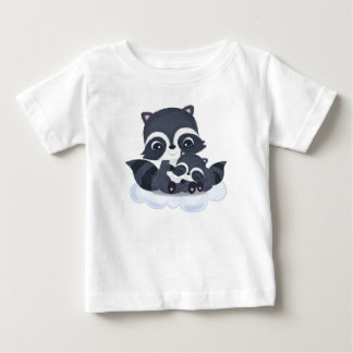 Cute Mum & Baby Raccoons Cartoon T-Shirt