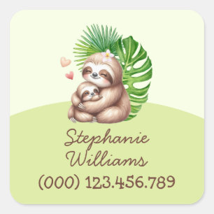 Cute Mum & Baby Sloth Property Sticker