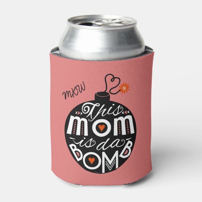 Cute Mum da Bomb Custom Monogram Mother's Day Can Cooler (Can Front)