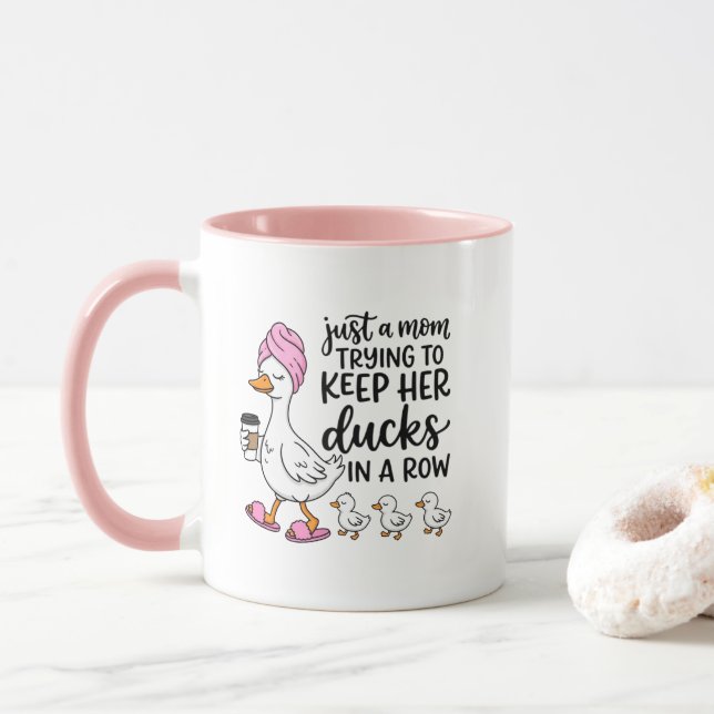 Cute Mum duck word art  Mug (With Donut)