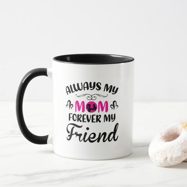 Cute Mum Friend word art  Mug (With Donut)