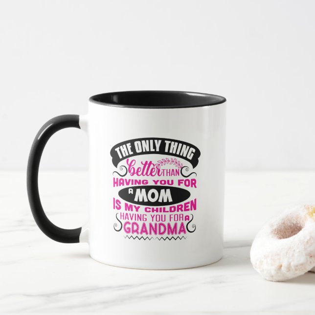 Cute Mum Grandma word art  Mug (With Donut)