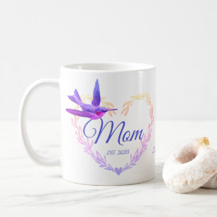 Cute Mum Heart Hummingbird Purple Pink Coffee Mug