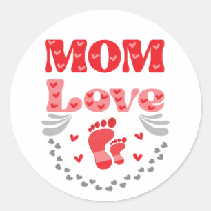 Cute Mum Love Classic Round Sticker
